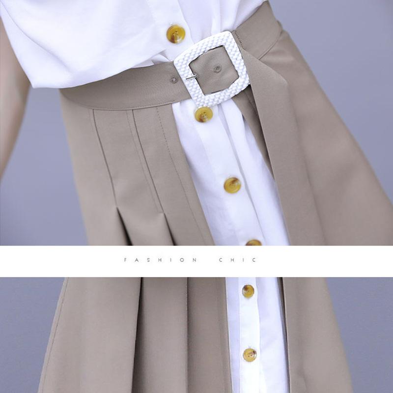 Summer Women's Suit Skirt Temperament Fairy Skirt Two-piece Dress Thin Shirt Skirt Black and White Dress Can Be Worn for Work