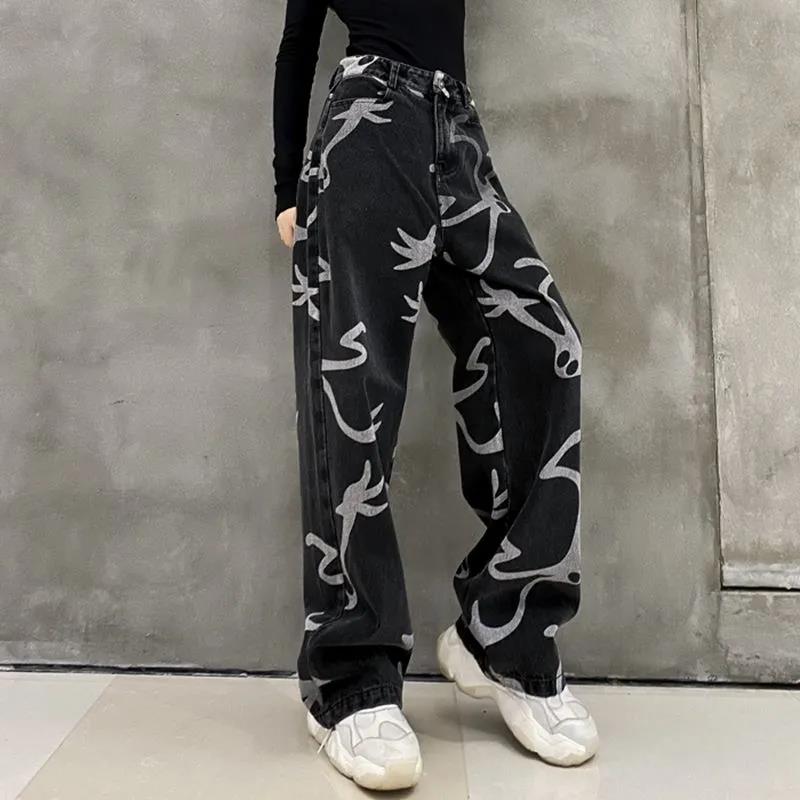 Jeans Women's Korean Version of The Street Raw Windpiece Trousers Loose Straight Widespad Tide