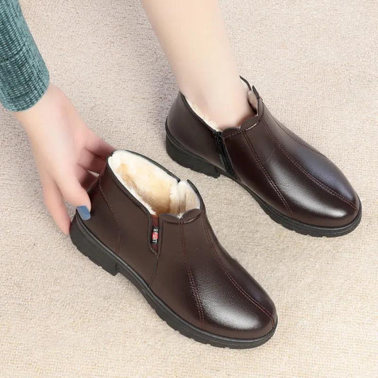 Cotton Shoes Women's Winter Boots Soft-soled Shoes Plus Velvet Non-slip Leather Shoes for The Elderly Snow Boots Mother Boots