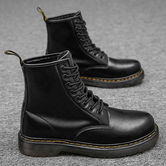 Men High-top Martin Boots British Style Couple Breathable Work Boots All-match Waterproof Thick Bottom Outdoor Shoes Autumn Winter