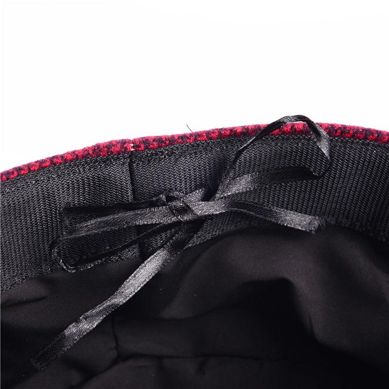 Women's Octagonal Beret Hat Wool Blend Plaid Flower Diamond Hat Autumn and Winter Mother Hat Middle-aged Elderly Baker Hat