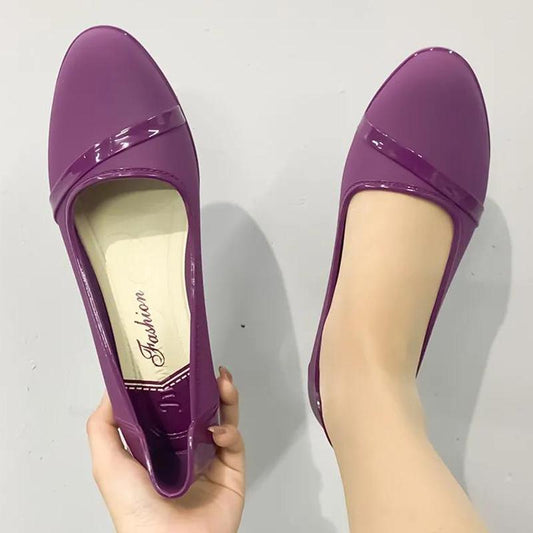 Fashion Korean Version of Adult Low-top Waterproof Shoes Rain Boots Short Tube Heel Rain Boots Rubber Shoes Overshoes Women's Kitchen Work Non-slip