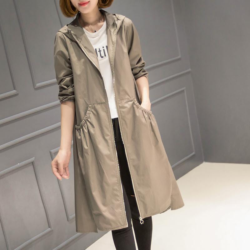 European and American Brand Long Loose Black Windbreaker Long Trench Coat for Women Cardigan Coat