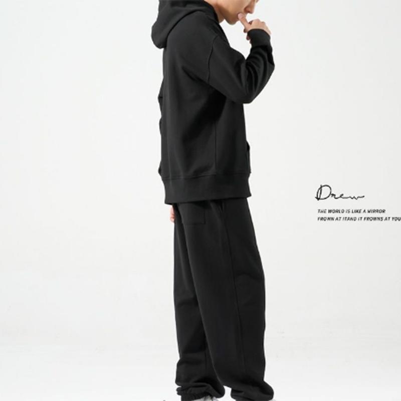 Solid Color Loose Crotch High-end Casual Sports Suit Sweater Men's Suit with Sports Handsome Two-piece Suit