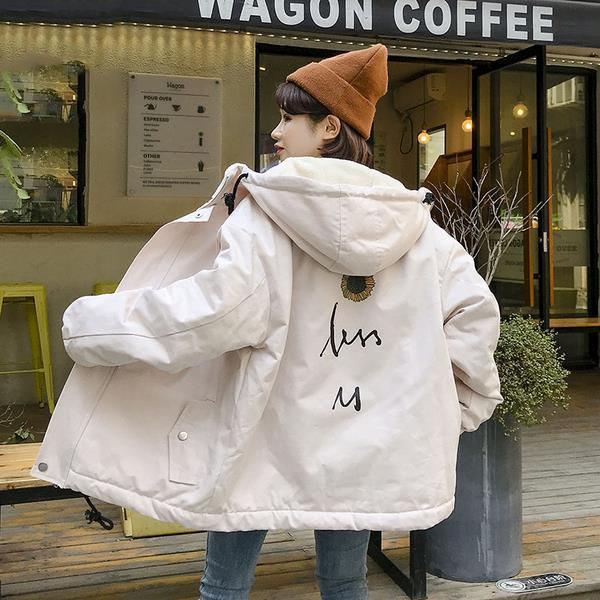 Autumn and Winter Imitation Lamb Wool Coat Korean Thick Loose Cotton Coat Wide Casual Hooded Women's Cotton Coat