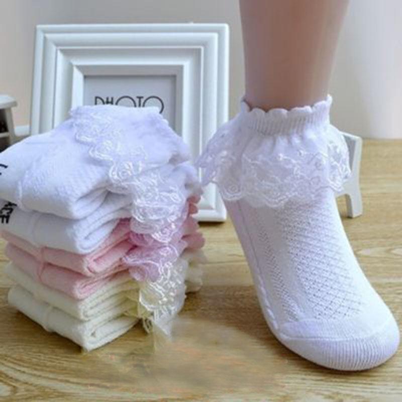 Children's Lace Socks Autumn and Winter Models Summer Cotton Japanese Lace Princess White Dancing Baby