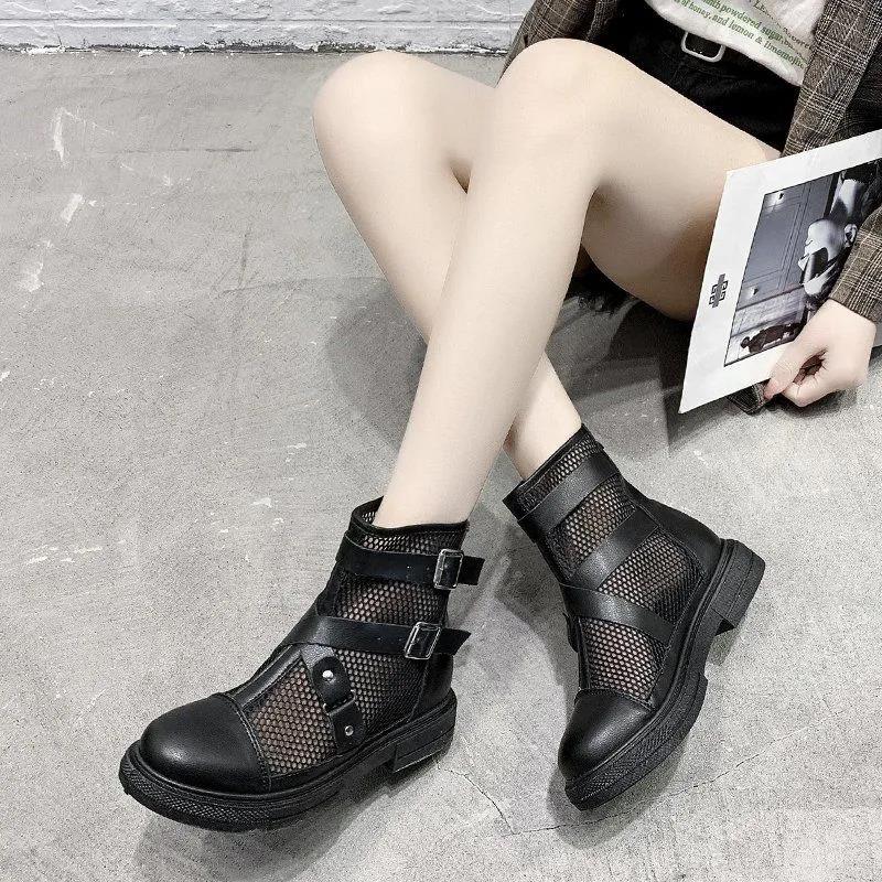 Summer Women's Martin Net Boots All-match Breathable Net Boots Hollow Flat Thin Short Boots