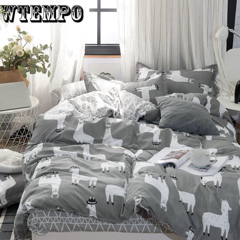 Pattern Summer Duvet Thin Quilt & Flat Bed Sheet & Pillowcase Bedding Set Soft Skin-friendly