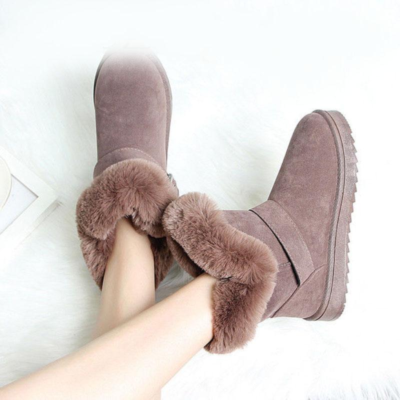 Snow Boots Women's Short Boots with Fur Autumn and Winter Short Tube Plus Velvet Thickened Mid Tube Boots
