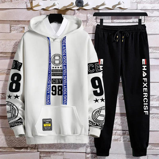 WTEMPO Spring & Fall Trend Pullover Suit Men Sports Suit Hooded Sweater and Casual Pants Campus Clothing