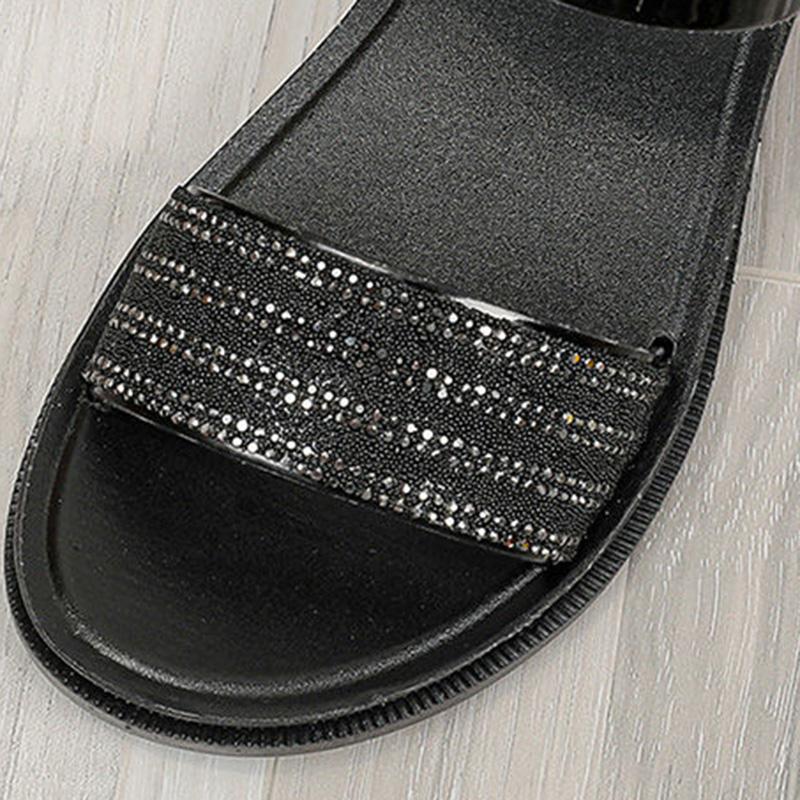 Sandals Female Roman Shoes Summer Rhinestone Fairy Style Wild Tide Shoes Slope Heel Fashionable Mother Sandals Out