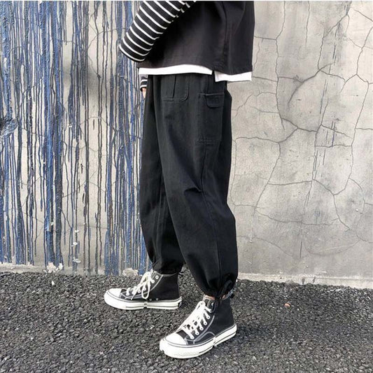 Elastic Waist Large Size Loose Casual Pants Men's Trousers Straight Casual Pants Spring Autumn Sports Pants