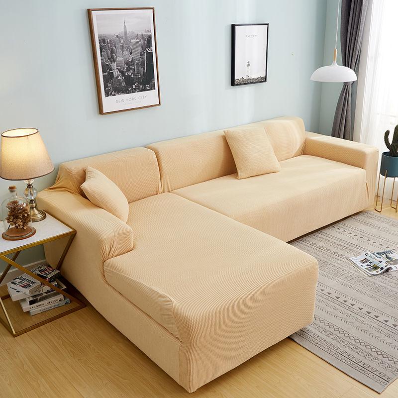 Solid Colors Slipcovers Plush Thicken Sofa Cover 1/2/3/4 Seats L Shape Recliner Protector Cover Set