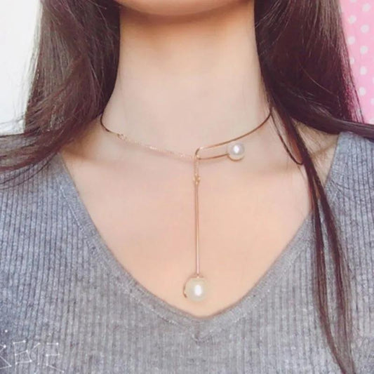 Pearl Necklace Pendant Clavicle Collar Neck Chain Jewelry Chokers for Girl Gold Choker Personalized Chain Necklaces Pendant Necklaces Women's Gifts