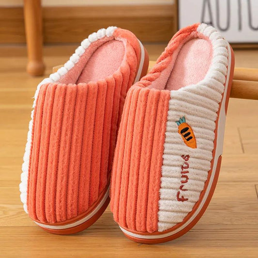 Men and Women 's Cotton Slippers Cute Winter Non-slip Couple Indoor Warm and Comfortable Thick-soled Slippers