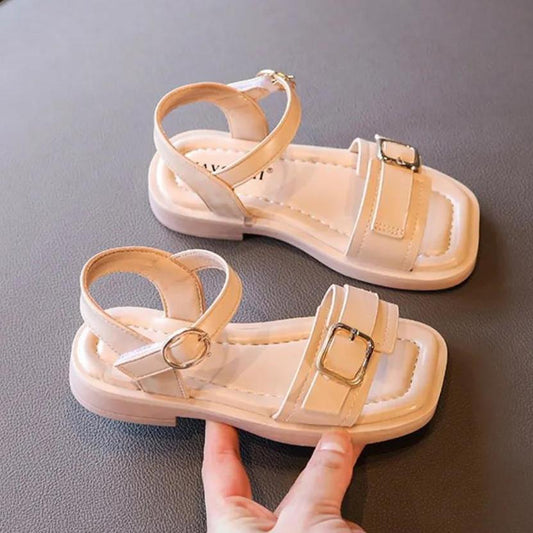 Girl's Summer Sandals Soft Sole Light Casual Sandals Anti-slip Solid Color Princess Sandals