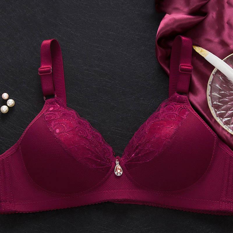 Lace Medium-thickness No Steel Ring Bra Close-up Breasts Gather Sexy Bra Adjustable Light and Breathable Sexy Women's Underwear
