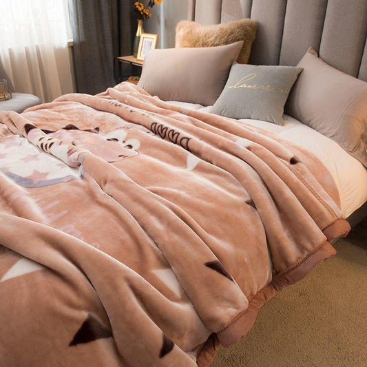 Large-size Fluffy Super Soft Quilt Coral Fleece Blanket Double-sided Plus Fleece Blanket Warm and Breathable Sheets Nap Blanket Air Conditioning Quilt