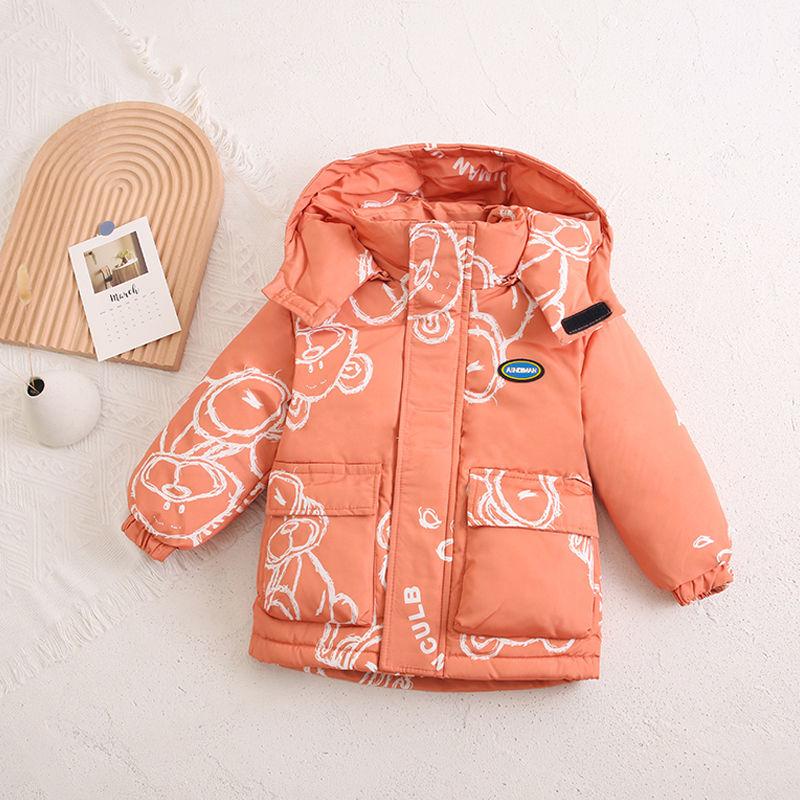 Winter White Duck Down Girls Disposable Down Jacket Thicken Plus Fleece Hooded Warm Cotton Jacket