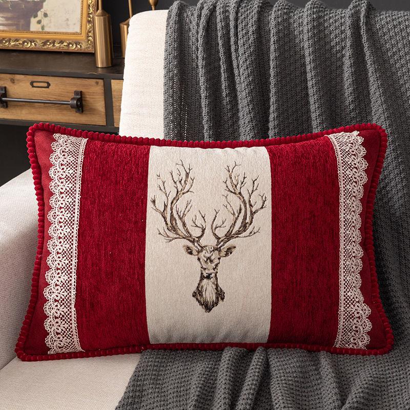 European Style Sofa Cushion Rectangular Pillow Nordic Living Room Bedroom Embroidery Pillowcase Bedside Waist Cushion Large Size