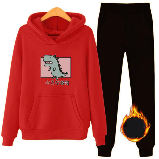 Casual Sports Suit Women's Loose Hooded Hoodie Two-piece Padded Sweater Suit Comfortable and Warm Women's Loose Casual Suit