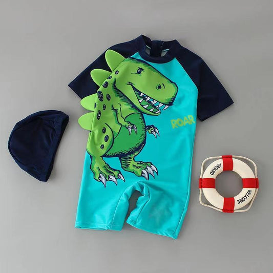 Children's Cartoon Dinosaur One-piece Swimsuit Boy Baby Quick-drying Swiming Suit Cute Printed Breathable Swimwear