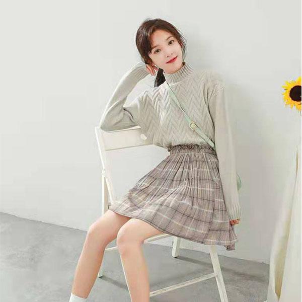 Autumn and Winter Half High Neck Pullover Sweater Women Loose Thick Solid Color Top Bottoming Shirt Sweater Women