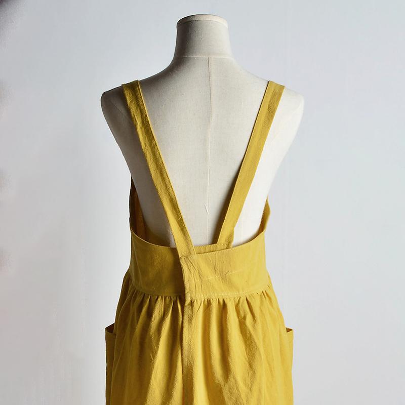 Handmade Linen Apron Kitchen, Linen Crossback Apron with Pockets, Linen Pinafore Apron