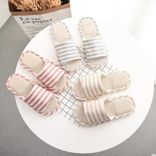 Women Indoor Slippers Floor Flat Shoes Spring Autumn Linen Flip Flops Home Slippers Female Comfortable Zapatillas de hombre New