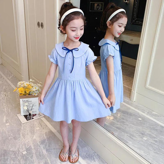 Girls' Dresses Summer Dresses Girls Princess Dresses Children's Summer Solid Color Cotton Skirts