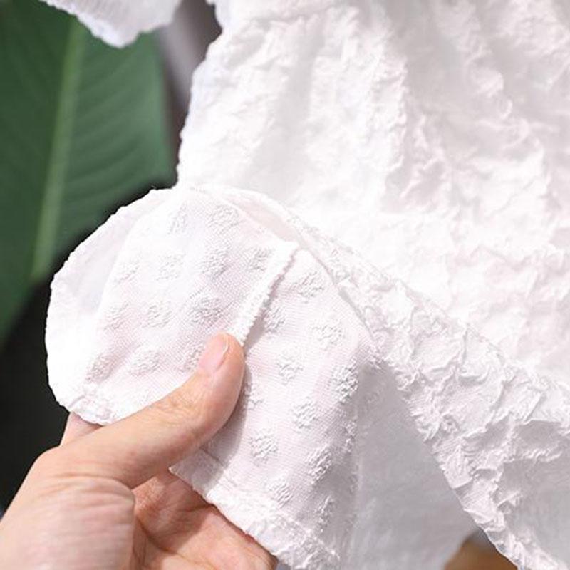 Girls Short Sleeve Dress Summer Thin White Children Princess Dress Summer Dress Cute Red Bow A-line Skirt