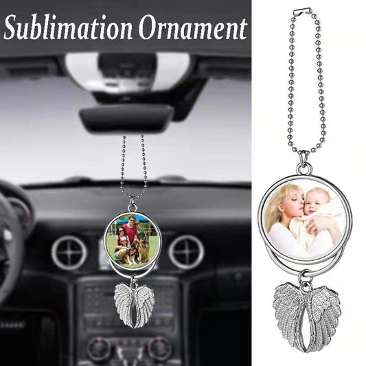 Sublimation Heat Transfer Personalized Angel Wings Pendant Car Interior Pendant, 2 Sided Photo Keychain, Memorial Keychain, Memory Gift