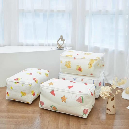 Quilt Clothes Storage Bag Washable Large Clothes Quilt Dust Bag = Cartoon Household Organizing Bag