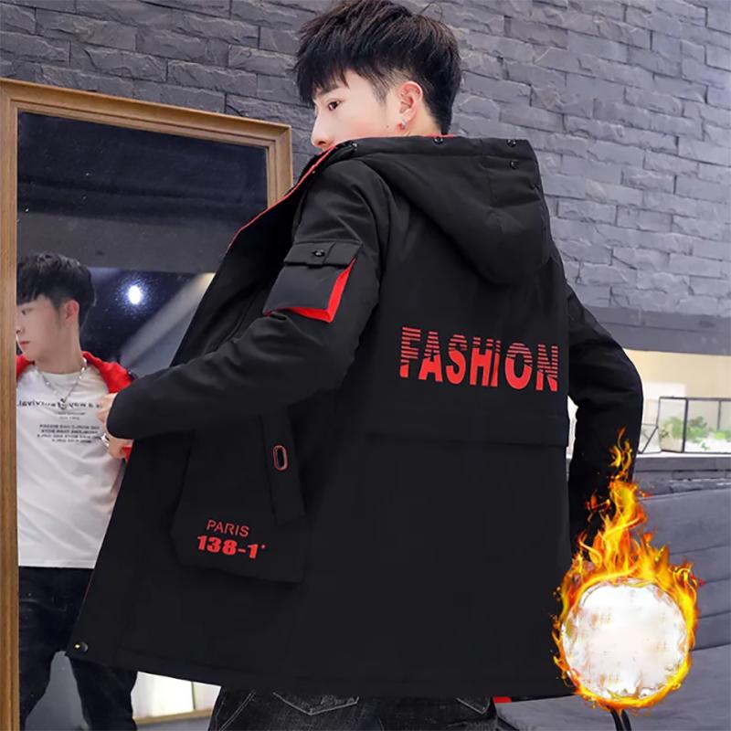 Outwear Jacket Men's Jacket Korean Autumn and Winter Men's Plus Velvet Thick Mid-length Casual Windbreaker