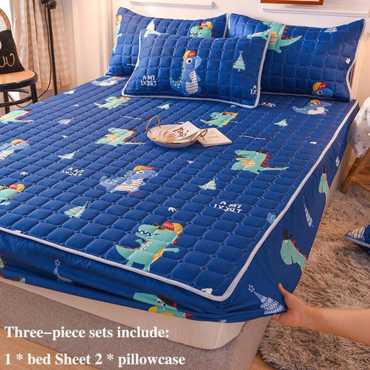 Bed Pillowcase Three Sets of 1.8 Meters 2 Meter Bed Thick Jacket Breathable Dust-proof Cover Meng Si Protective Cover Double Bed Set Fresh Cute Feng