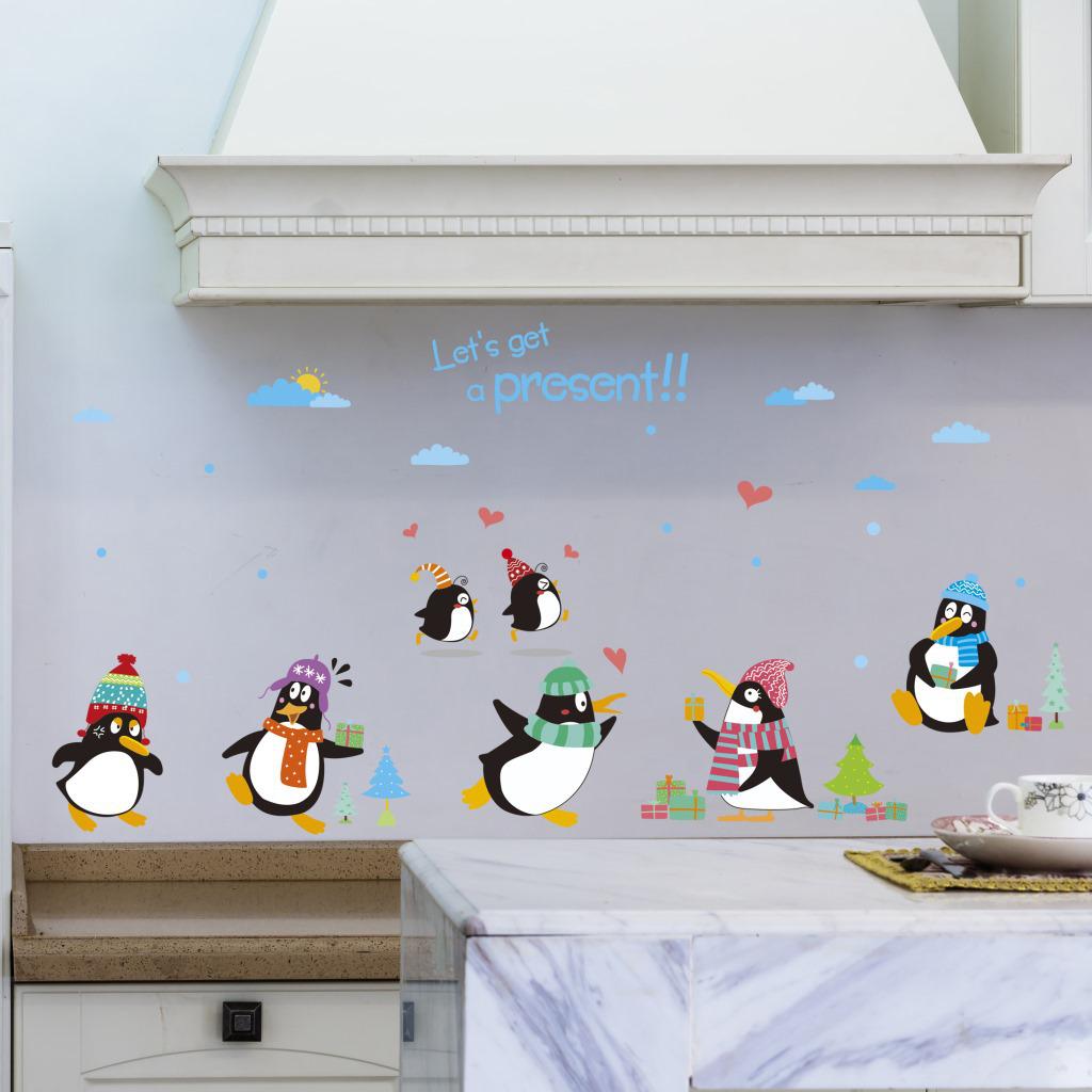 Cartoon decoration wall stickers Kindergarten classroom layout happy penguin wall stickers