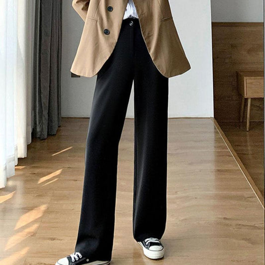 Straight Loose Wild Wide-leg Suit Pants Women Spring and Autumn Thin High Waist Drape Black Casual Long Pants