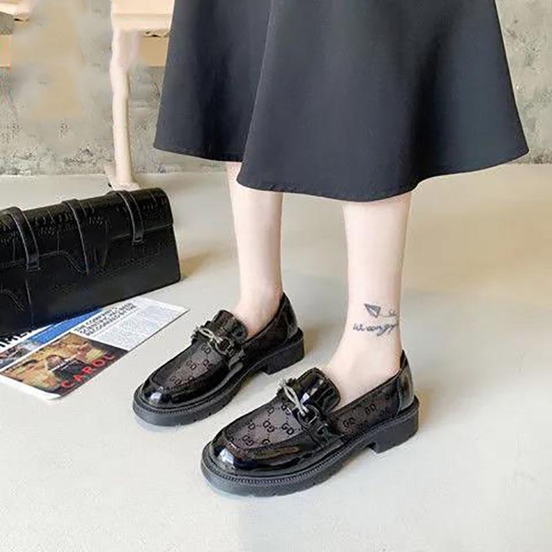 Women's British Style Leather Shoes Summer Thin Breathable Mesh Women's Single Shoes One-step Loafers