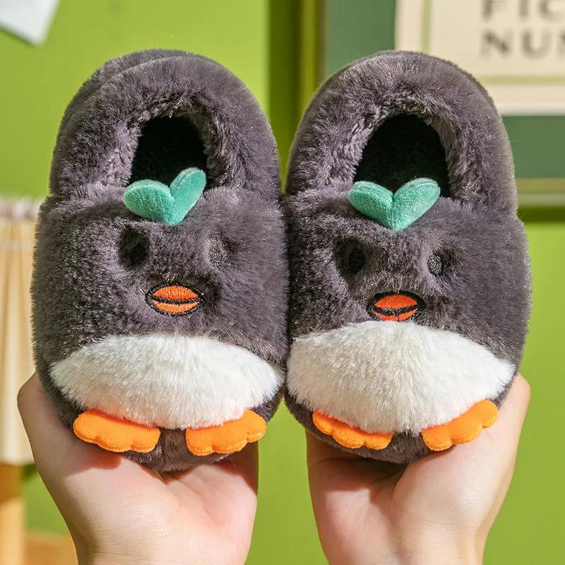 Children's Cotton Shoes Winter Baby Bags Indoor Cute Thick Soft-soled Cotton Shoes Plush Slippers