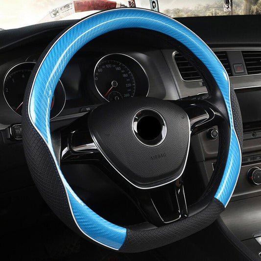 D Shape Car Steering Wheel Cover Leather Carbon Fiber Car Steering Wheel Protect Cover