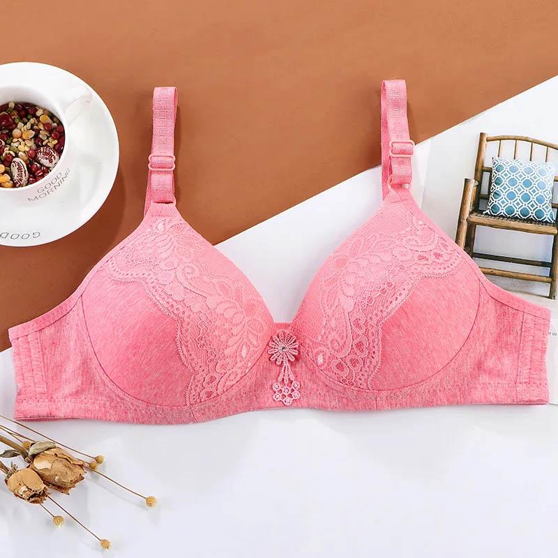 Simple Large Size No Steel Ring Thin Section Breathable Push Up Bra Comfortable Sexy Lace Adjustable Ladies Bra