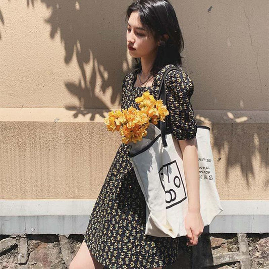 French Retro Short Skirt Female Summer Temperament High Waist Chiffon Floral Dress Casual Wild Thin