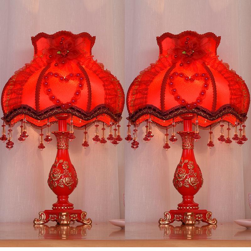 Bedside Lamps Set of Wedding Living Room Romantic Pink Bedside Lamps