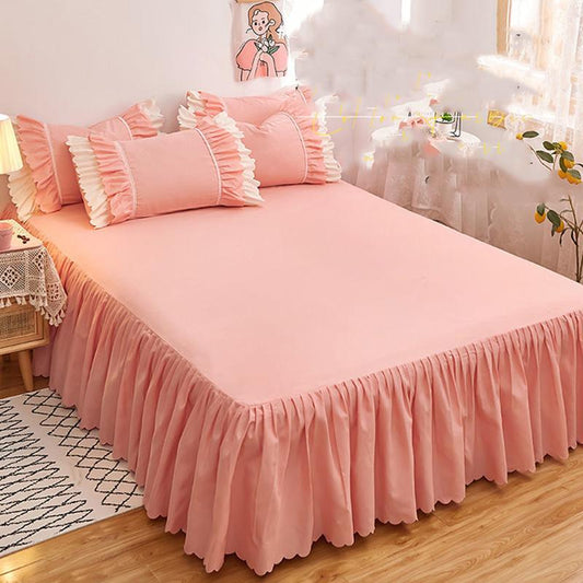 Skin-friendly Bed Skirt Three-piece Bedding Bed Skirt-style Bedspread Sheets Non-slip and Dust-proof Bed Sheet Protective Cover