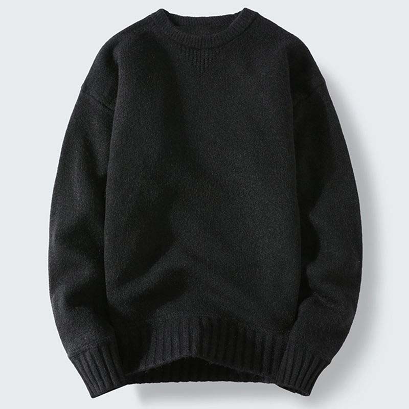 Autumn and Winter Round Neck Sweater Men's Plus Velvet Thickening Sweater Youth Student Pullover