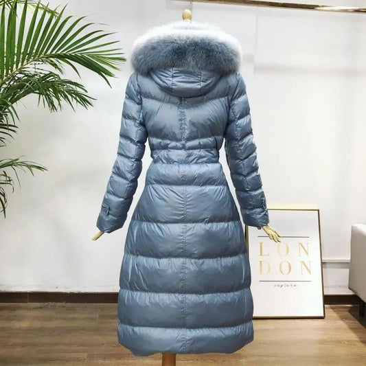 Long Women Coats Slim Office Ladies Solid Women's Winter Jacket Hooded with Fur Collar Thick Cotton Padded Parkas