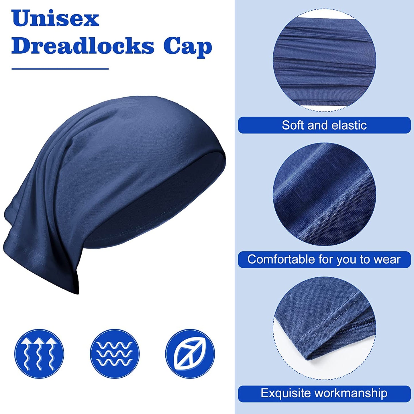 3 PCS Unisex Dreadlocks Tube Dreadlock Caps Long Hair Dreads Elastic Dreadlock Wrap Dreadlock Accessories for Men Women Hair Styling Sleep, 3 Colors