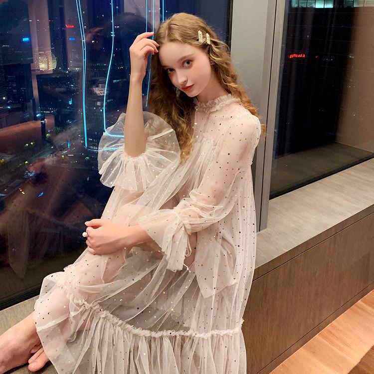Long-sleeved mesh skirt plus size wild woman clothing dress spring and autumn skirt women