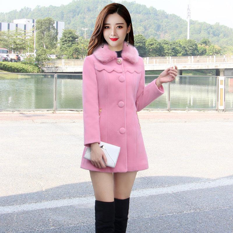 Mid-length Ladies Woolen Coat Winter Temperament Queen Mink-like Thick Warm Elegant Fashion Coat