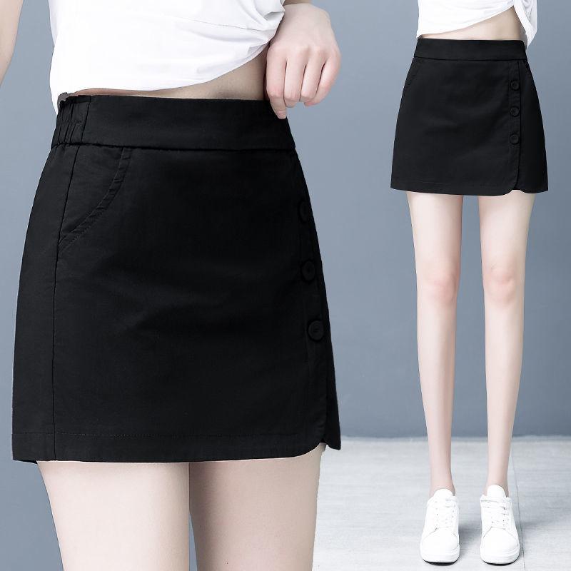 Summer Korean Style Loose and Thin Shorts Women High Waist Wide Leg Hakama A Word Was Thin and Fake Two Sets of Skirt Pants